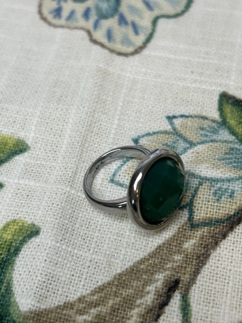 Sterling Silver Green Ring Gemstone Size 6 MCM Retro Statement Jewelry Round Fun - Picture 8 of 12